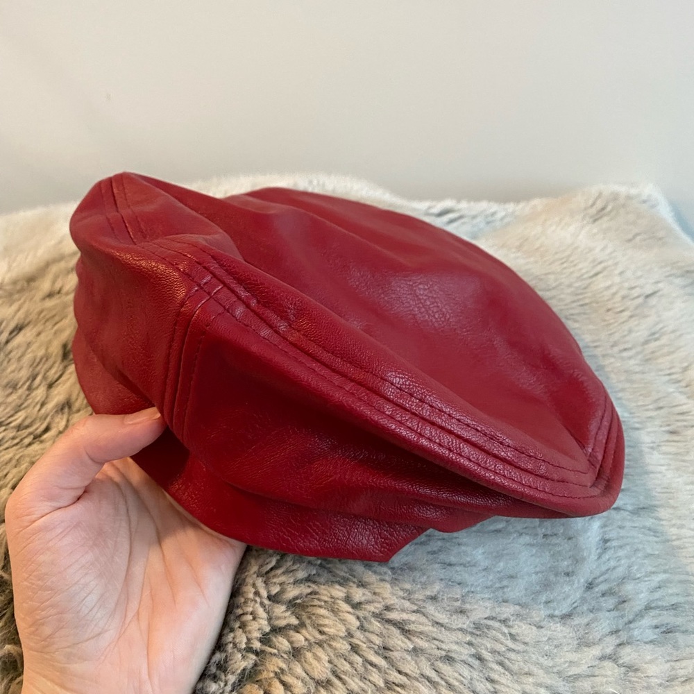 Vegan Leather Plain Beret